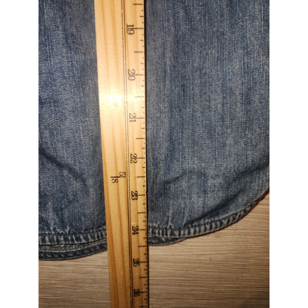 RAG & BONE Denim Lace Up Front Short Sleeve Blouse M Chambray Top Comfy casual - Picture 7 of 10